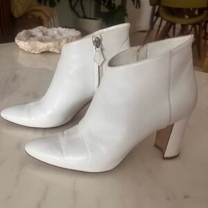 Manolo Blahnik Vintage White Leather Ankle Booties – Size 7